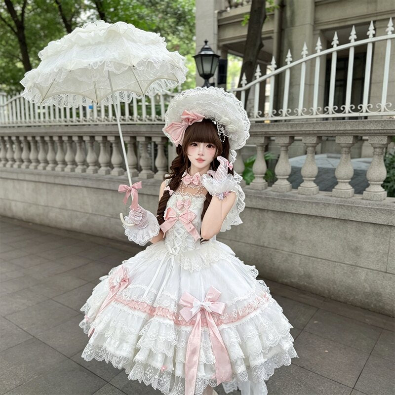 YoYo - Rose Dream - Sweet lolita JSK with tiered ruffled white skirt