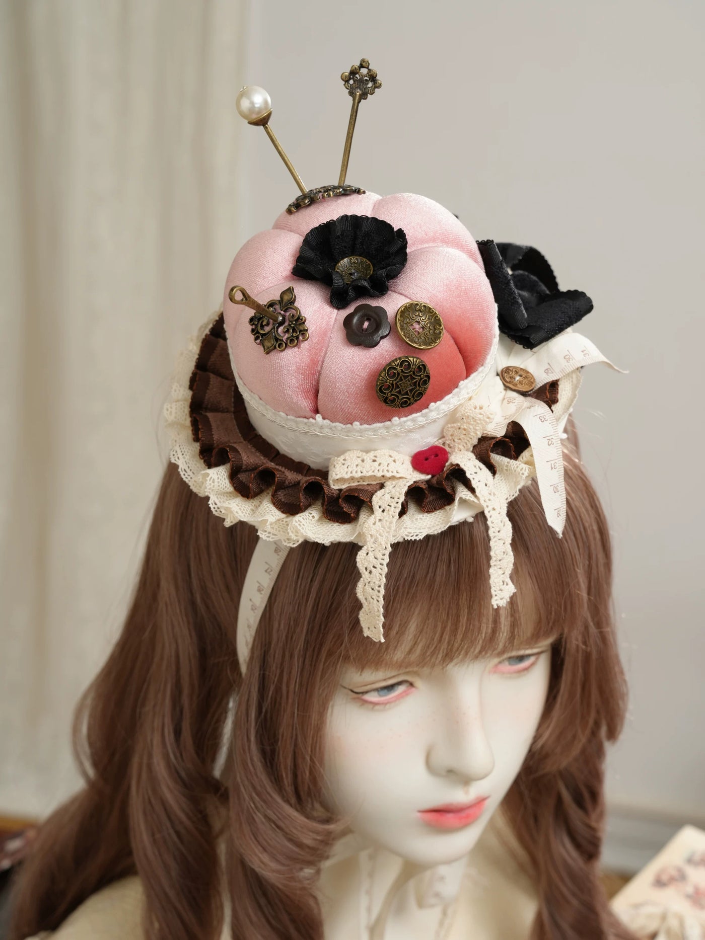 Star Box - Antique Patchwork House - Sewing-Inspired Mini Hat with Lace Trim
