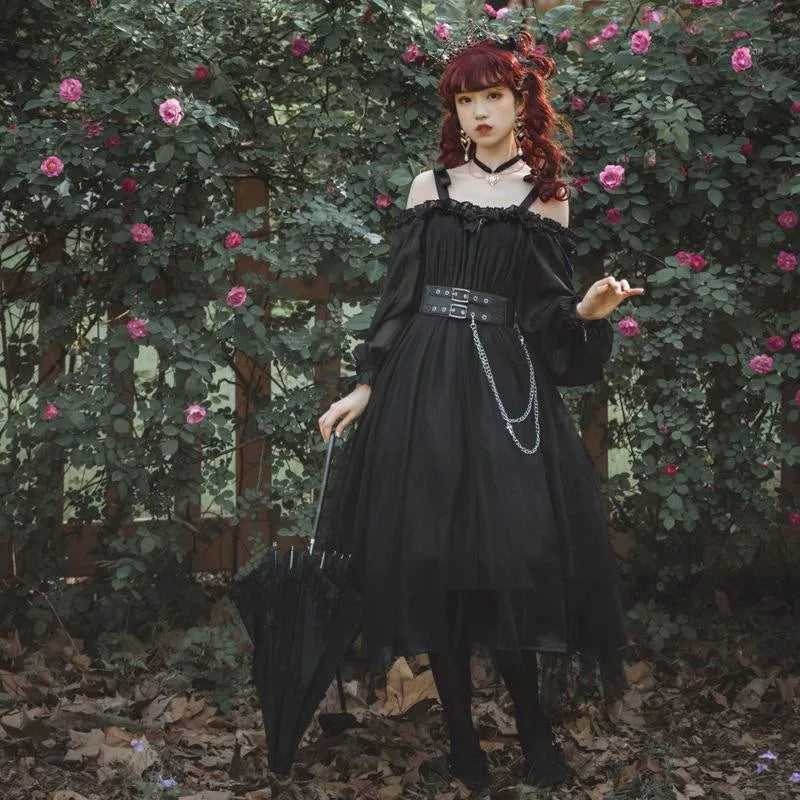 Girl Killer Dark Vintage-Inspired Lolita Dress — Long Length Black