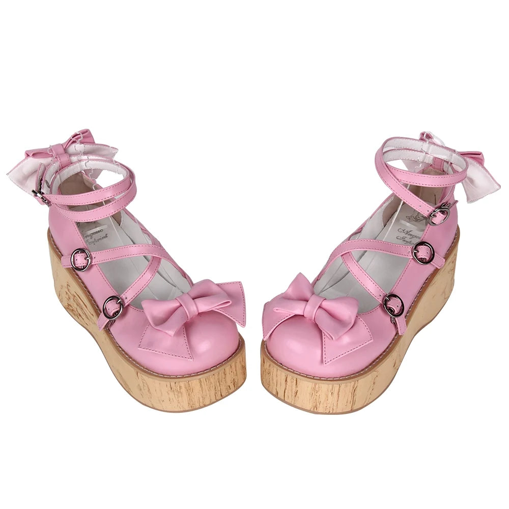 Angelic imprint - Sweet Lolita Platform Shoes - Wood-grain Outsole Shoes