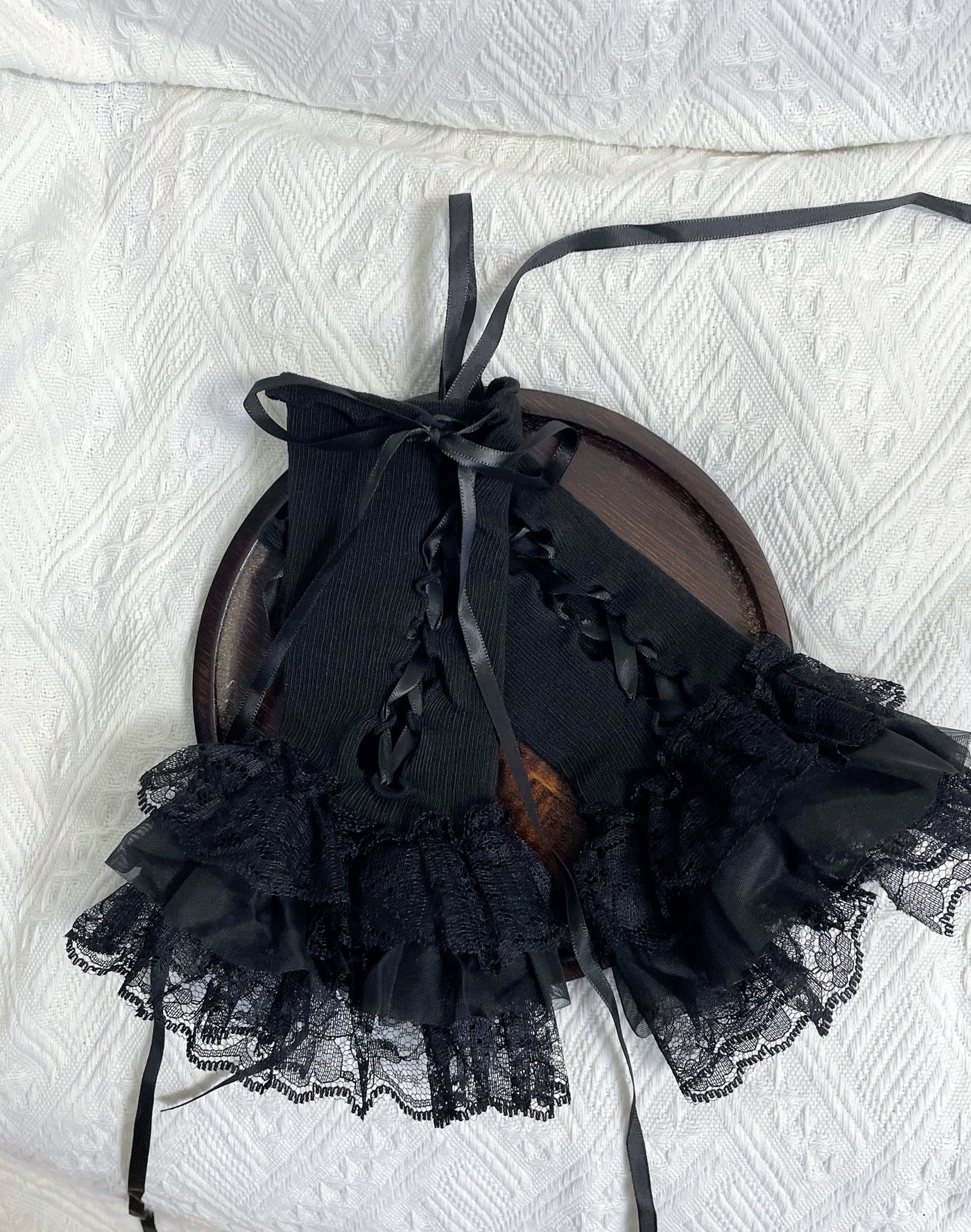 Fantasy Doll - Ribbon Lace-Up - Lace-Trimmed Arm Sleeves with Ribbon Ties