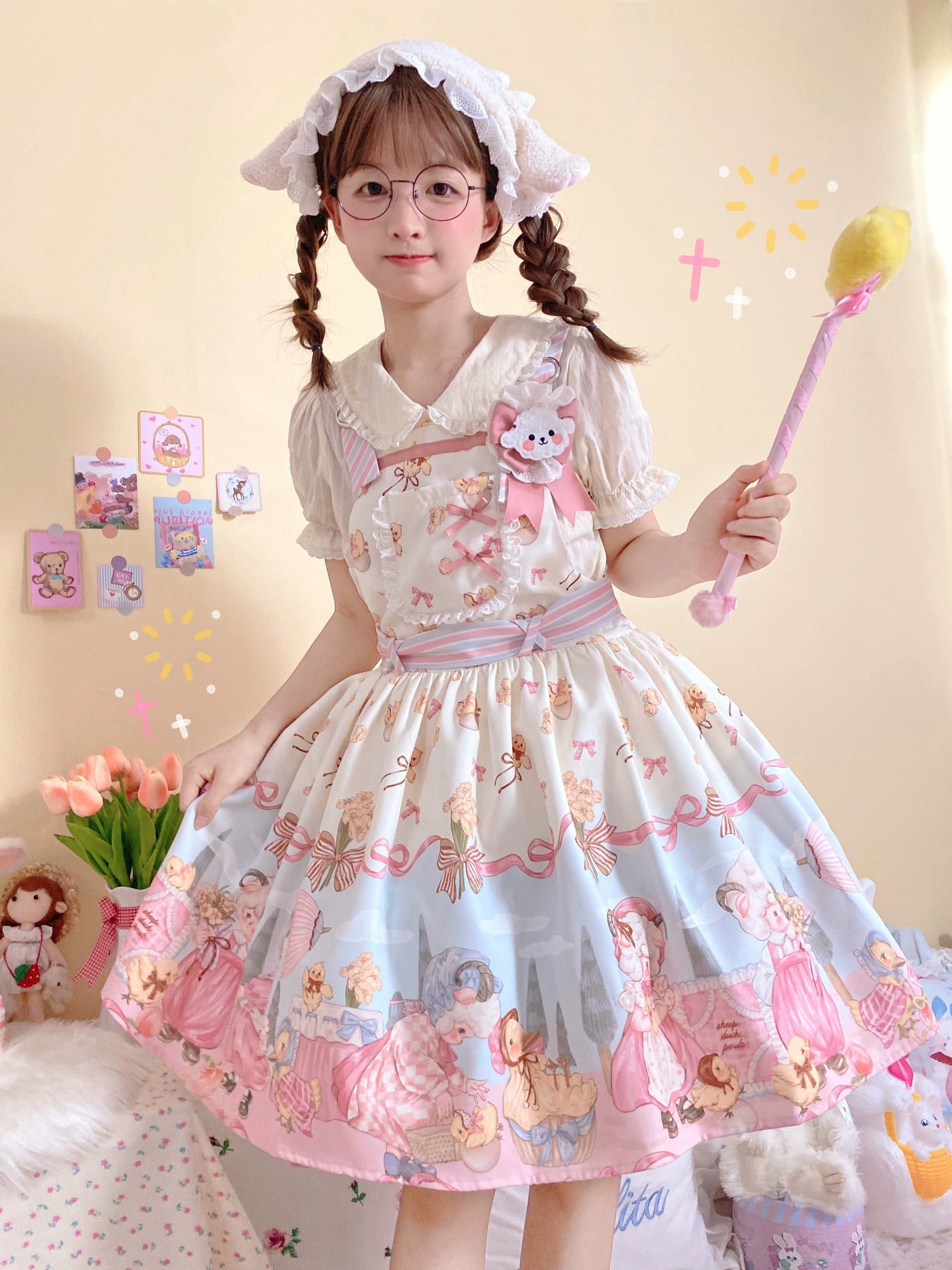 Cat Upon Cat - Sweet Lolita Coordinating Blouse - Cotton blouse