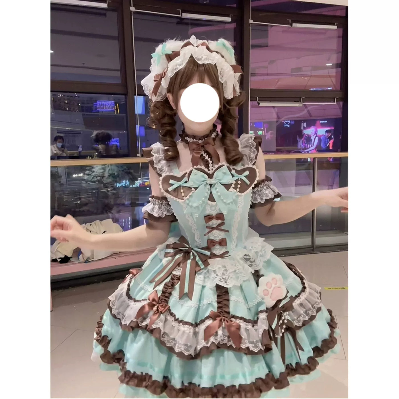 Creamy - Mint Chocolate - JSK Dress Set with Layered Lace