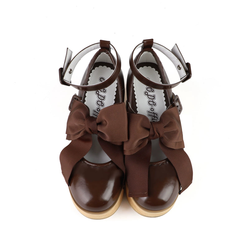 MODO Rocking Platform Bow Rocking-Horse Lolita Shoes – Brown - No Ruffle Trim – view 12