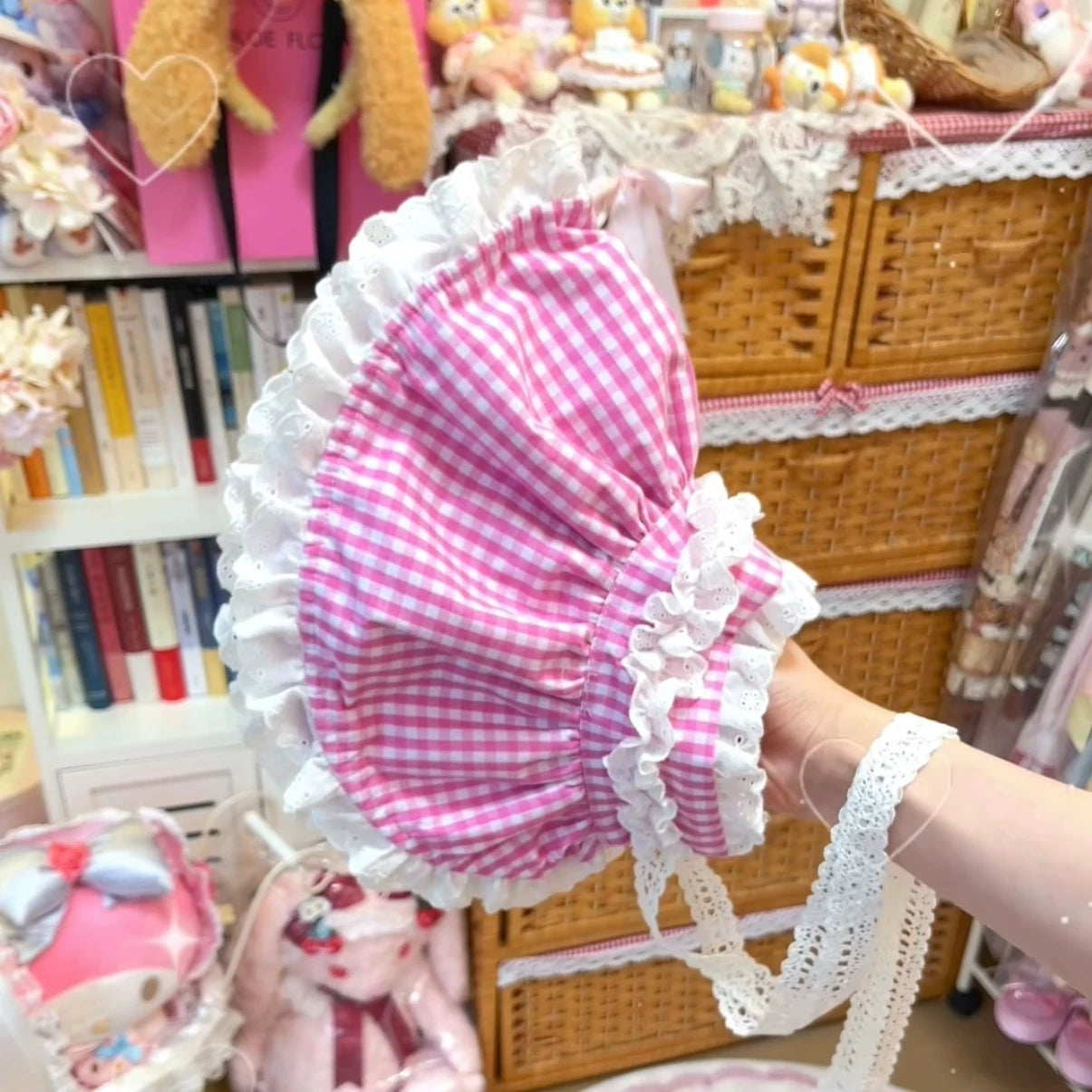 Tata Long Ear - Gingham Baileys - Pink gingham check sweet lolita JSK