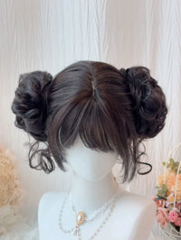 Kunkun Fish - Sweet-Cool Wispy Bun - detachable hair bun - Brown-black - single piece