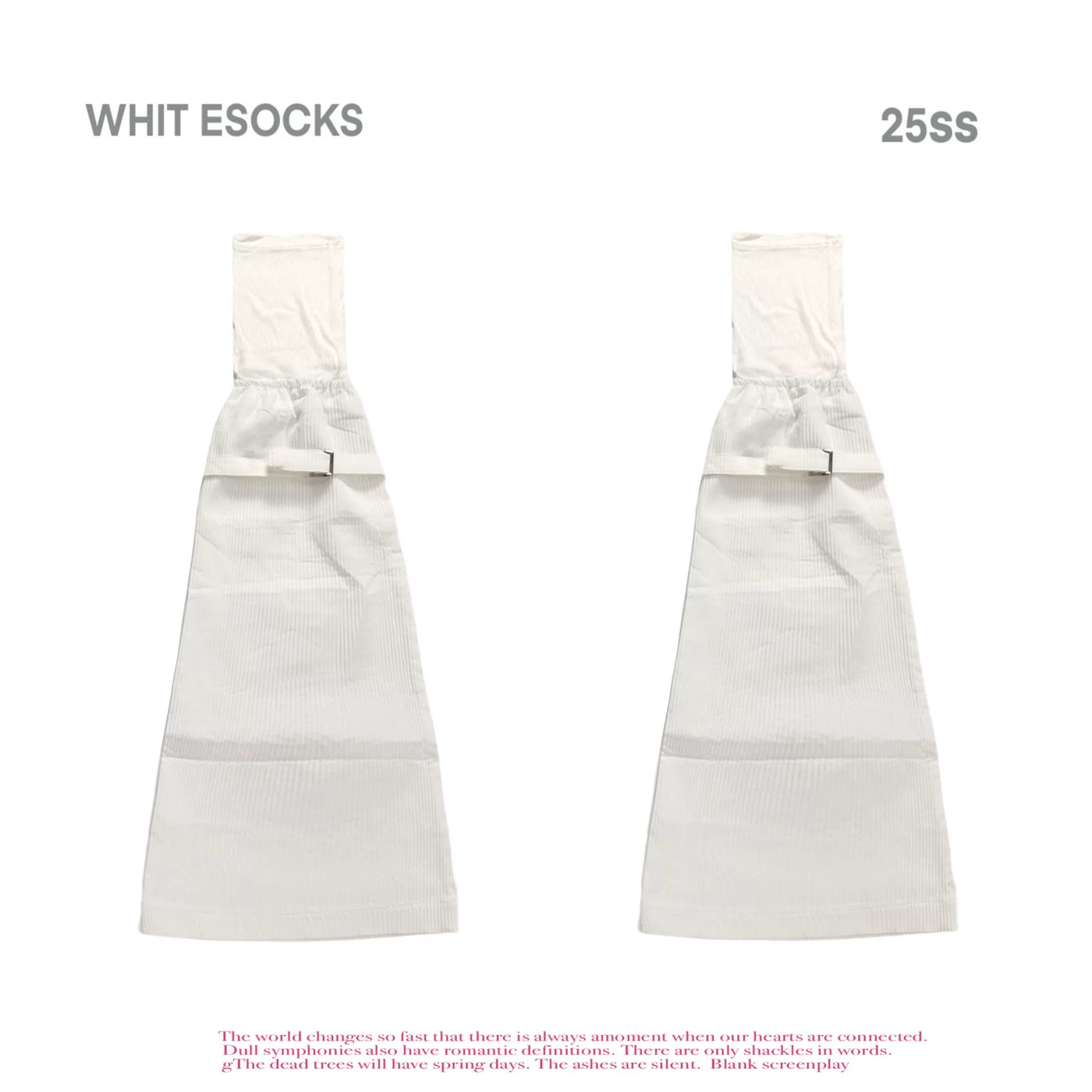 White Socks - Buckle Strap Layering - Faux-layered mid-calf socks with buckle straps