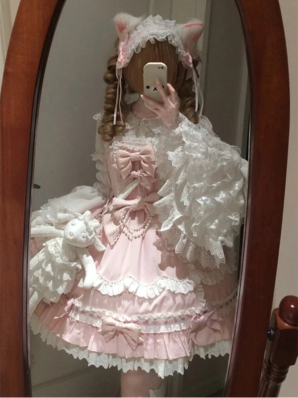 Creamy - Kitten Doll - Pink Suspender Dress Set with Lace Cape