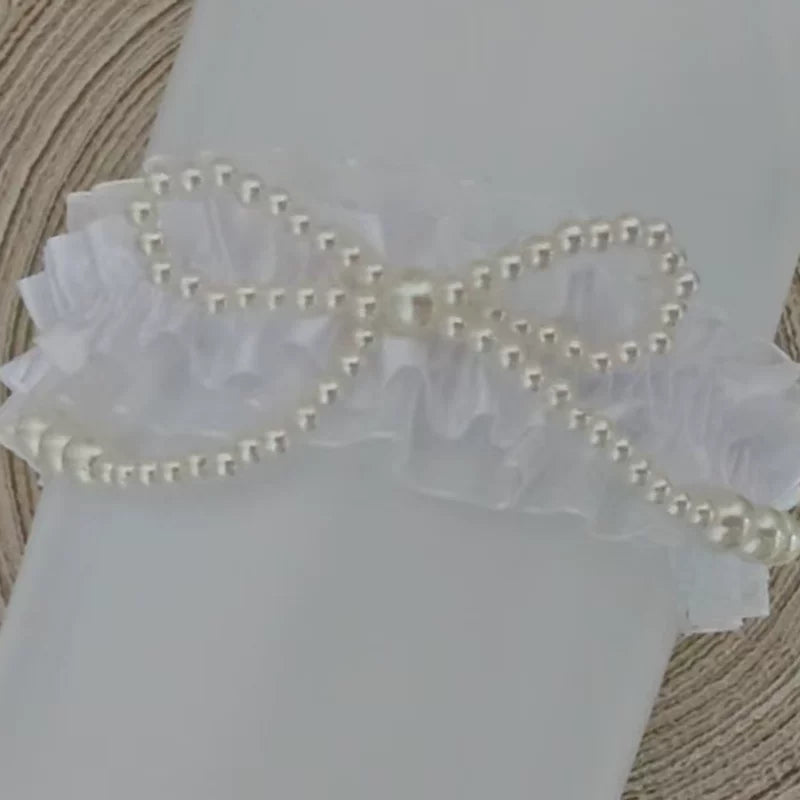 Fantasy Doll - Ribbon Bow - Lace Leg Garters with Satin-Ribbon Bows