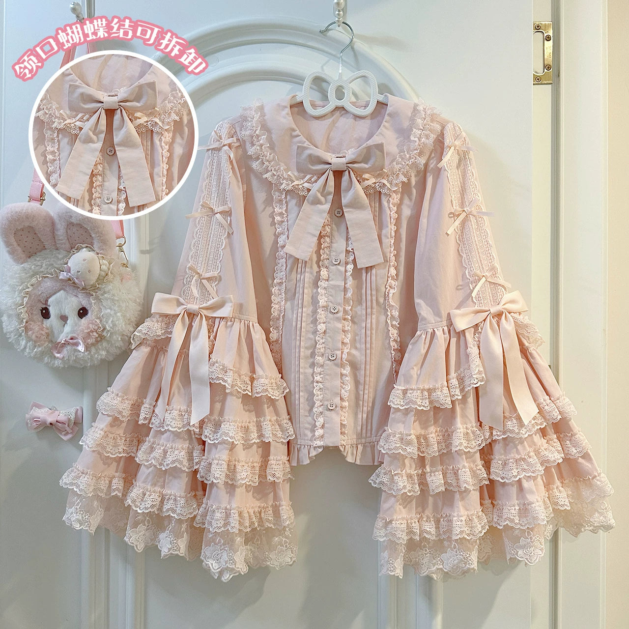 Spring Sakura - Cotton Princess-Sleeve Lolita Blouse - detail view 6