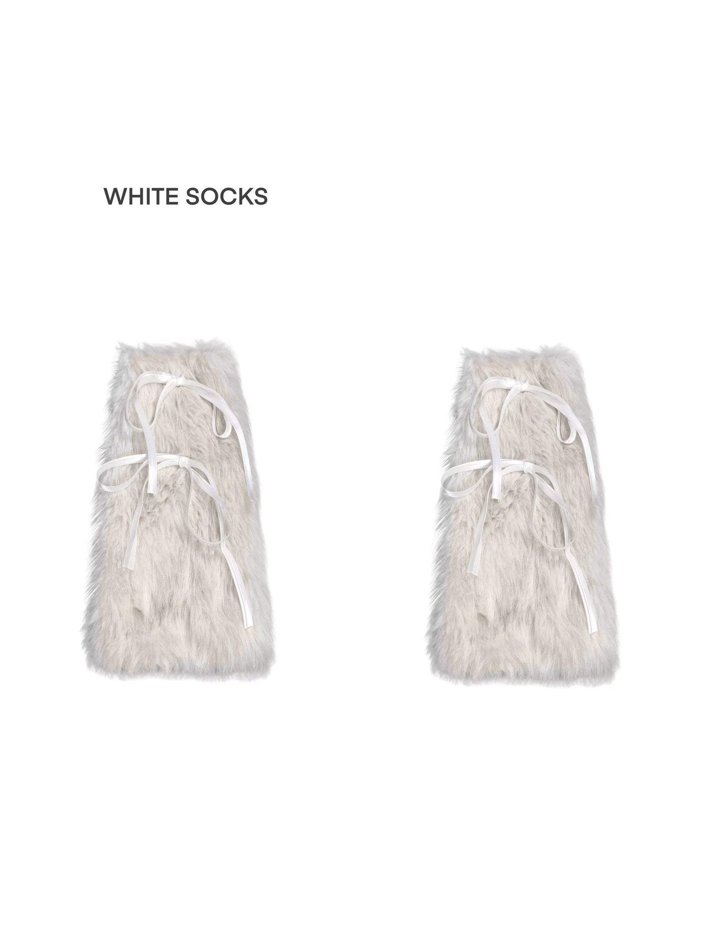 White Socks - Y2K Furry - Furry Leg Warmers with Long Tie Cords