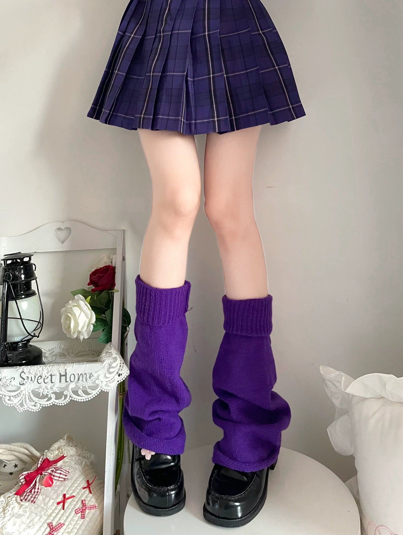 Fantasy Doll - Dreamy Purple - Flared Knitted Leg Warmers and Sock Covers with Scrunched Cuffs
