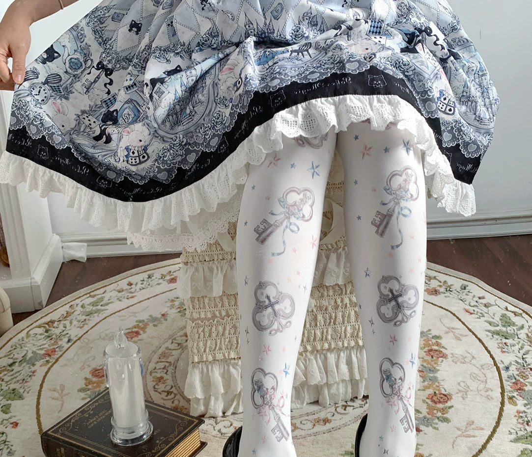 roji roji - Alice's Key - Printed Tights with Key Motifs