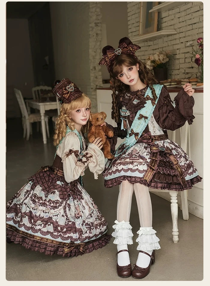 Alice Girl - Bear Chocolate Bar - Kawaii Lolita JSK & Salopette Dress