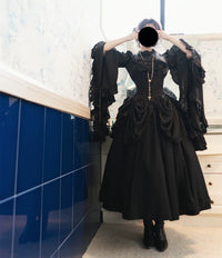 Dreamwalk – Plus Size Gothic Lolita Blouse & Skirt - Black lower skirt / S