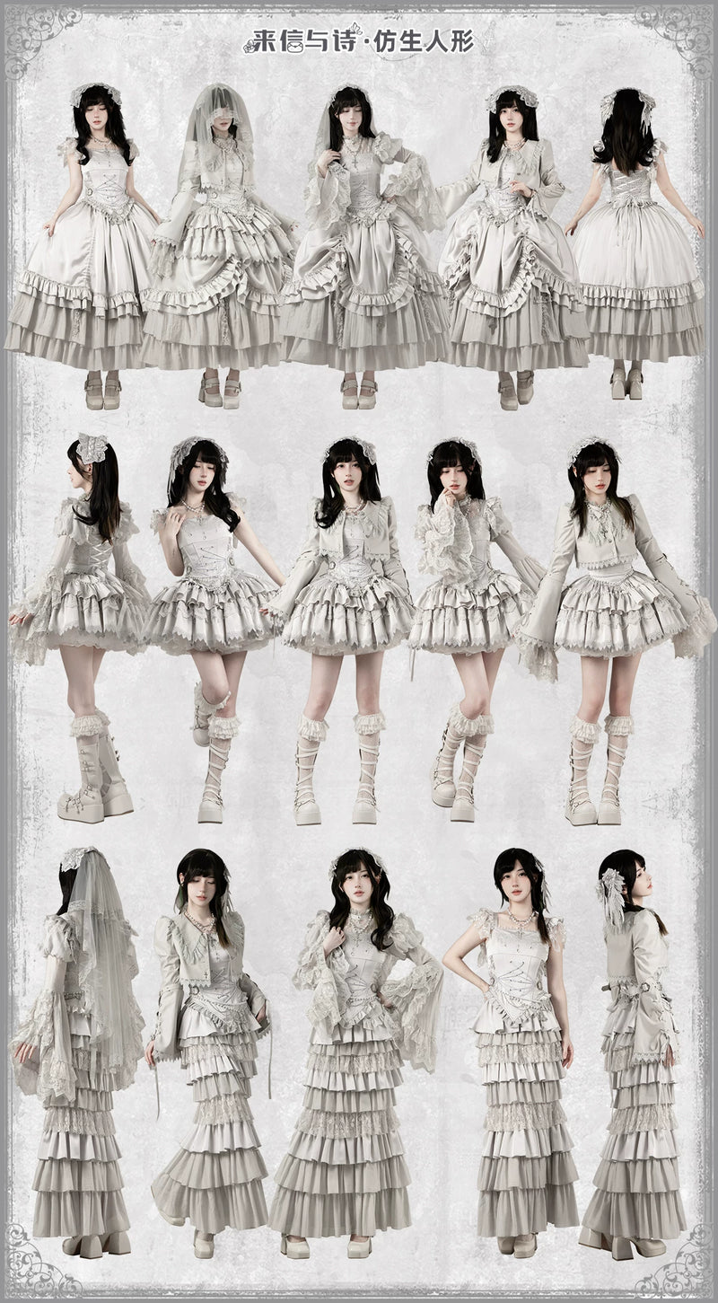 With PUJI - Humanoid Robot - Silver Gothic Lolita Mermaid Skirt Set detail view 6