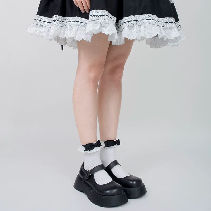 roji roji - Doll Bow - Lace-Trimmed Bow Socks