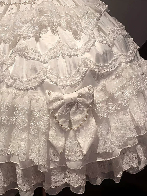 Creamy - Shōwa Lace Doll - White JSK Dress with Tiered Lace