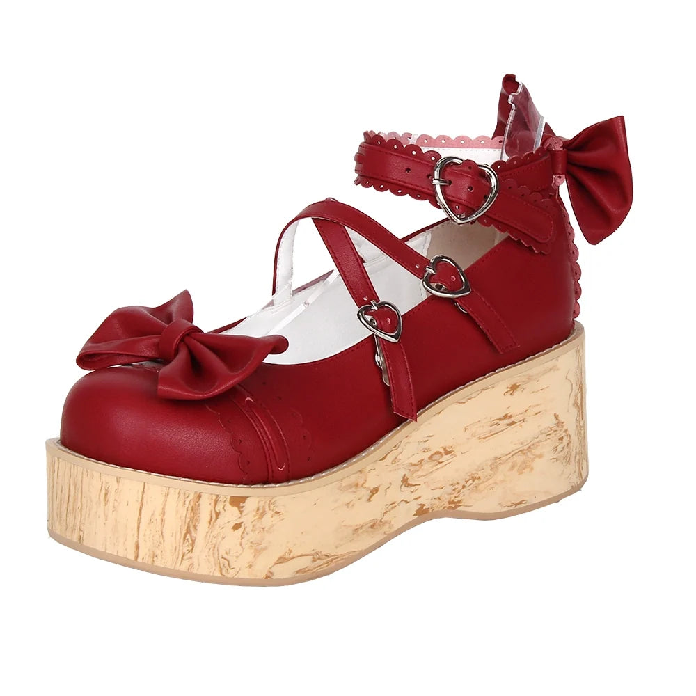 Angelic imprint - Princess Lolita Platform Shoes - Wood Grain Sole Shoes