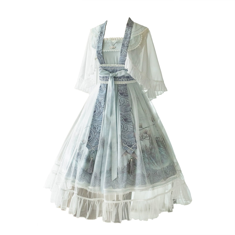 Forest Wardrobe - Kites over Distant Mountains - Type II Lolita Dress and Cape Set - 4