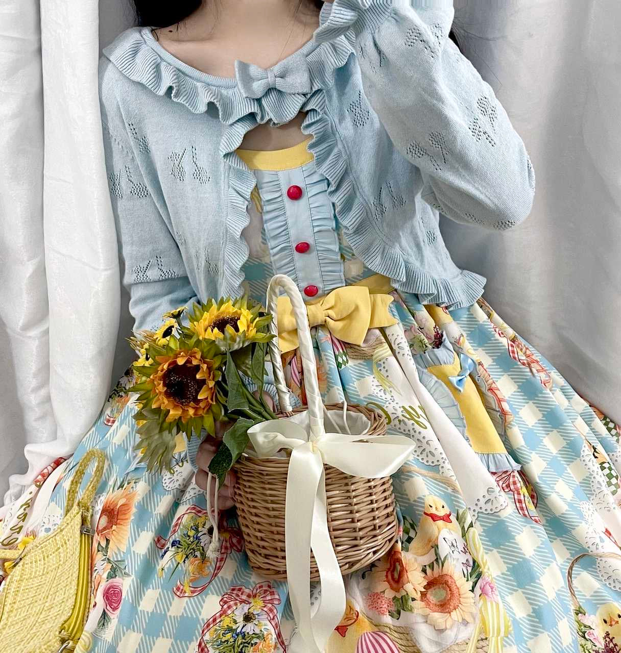 Sweet Lolita Coat Long-sleeved Cotton Cardigan small water blue