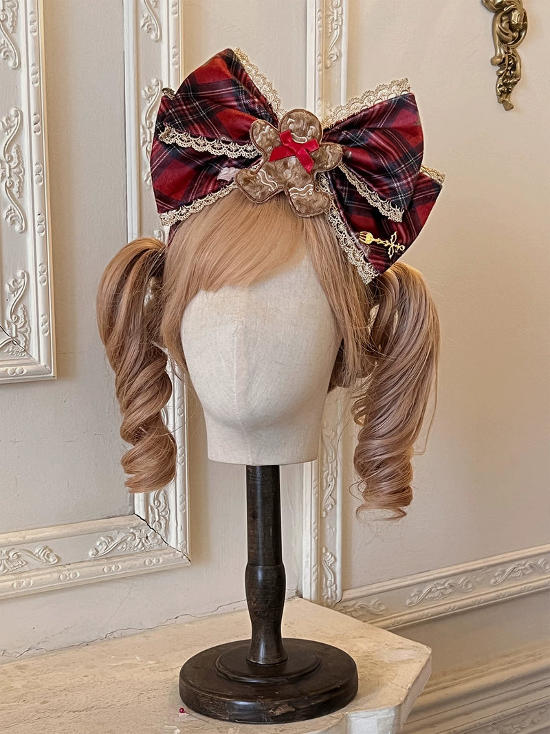 Tan Tuan Strawberry Gingerbread Plaid Bow Winter JSK — Headbow (KC)