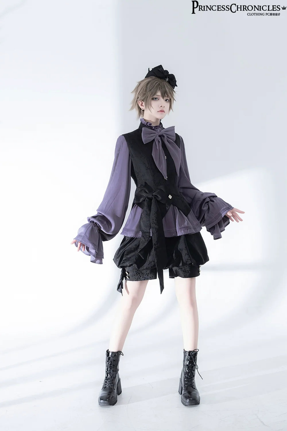 Princess Chronicles - Hunting Rabbit 2.0 - Ouji Lolita Retro Cool Purple Shirt & Shorts Set