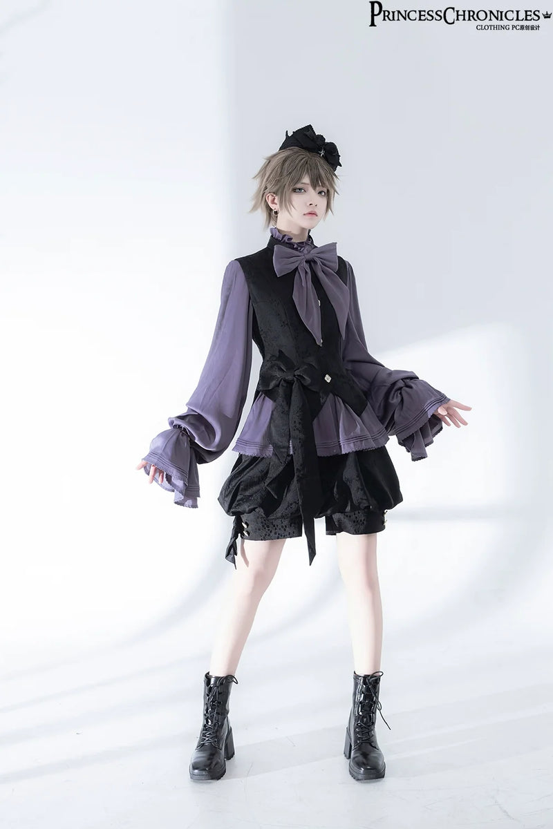 Princess Chronicles - Hunting Rabbit 2.0 - Ouji Lolita Retro Cool Purple Shirt & Shorts Set