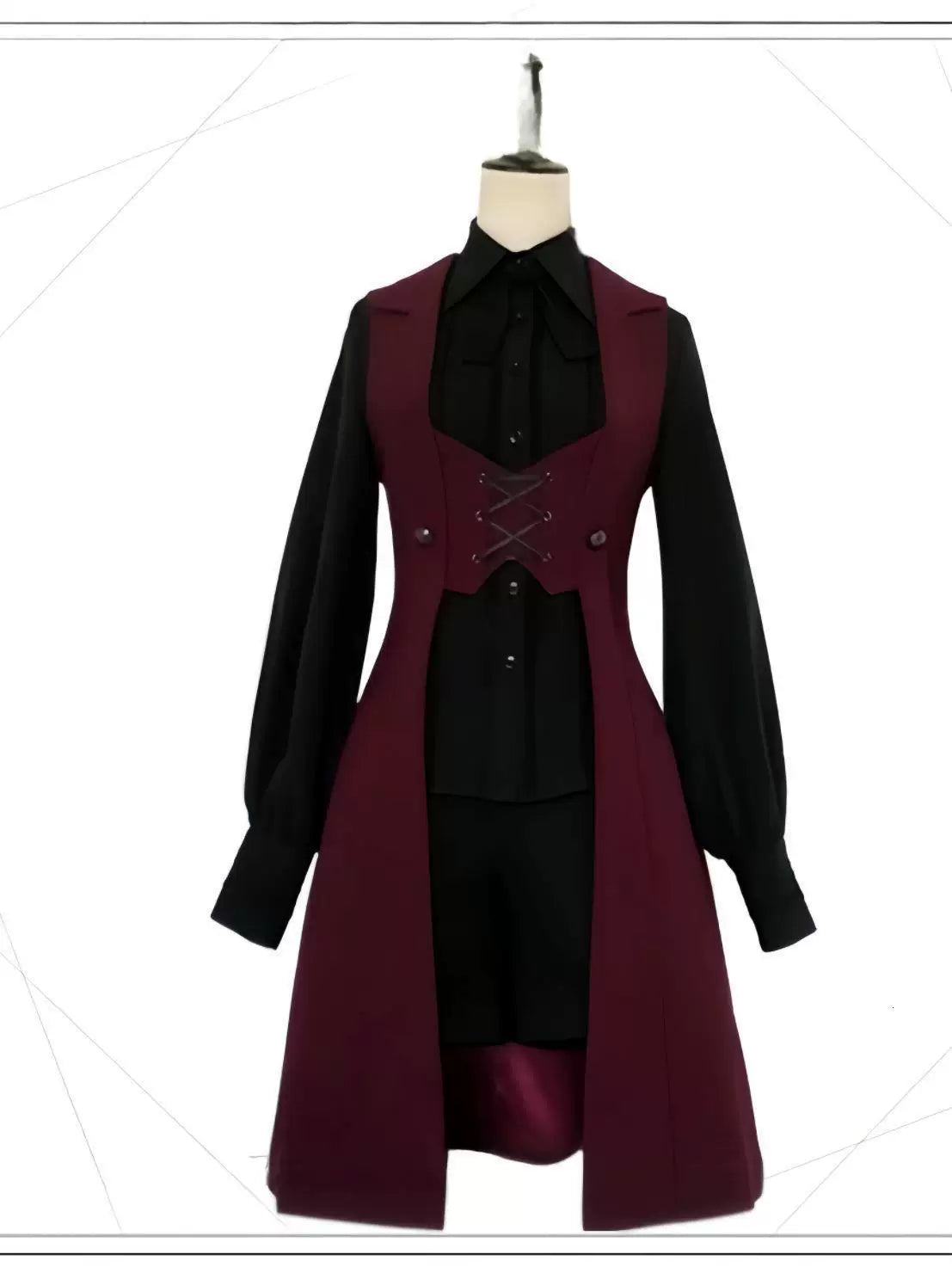 Sweetheart Dream Machine - Dark Night Overture - Long Vest with Lace-Up Waist