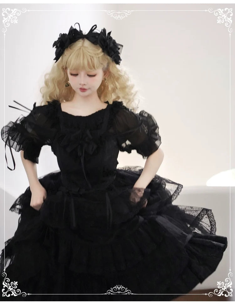 Eieyomi - Iris Love - Gothic Princess Lolita JSK Dress & Elegant Chiffon Top