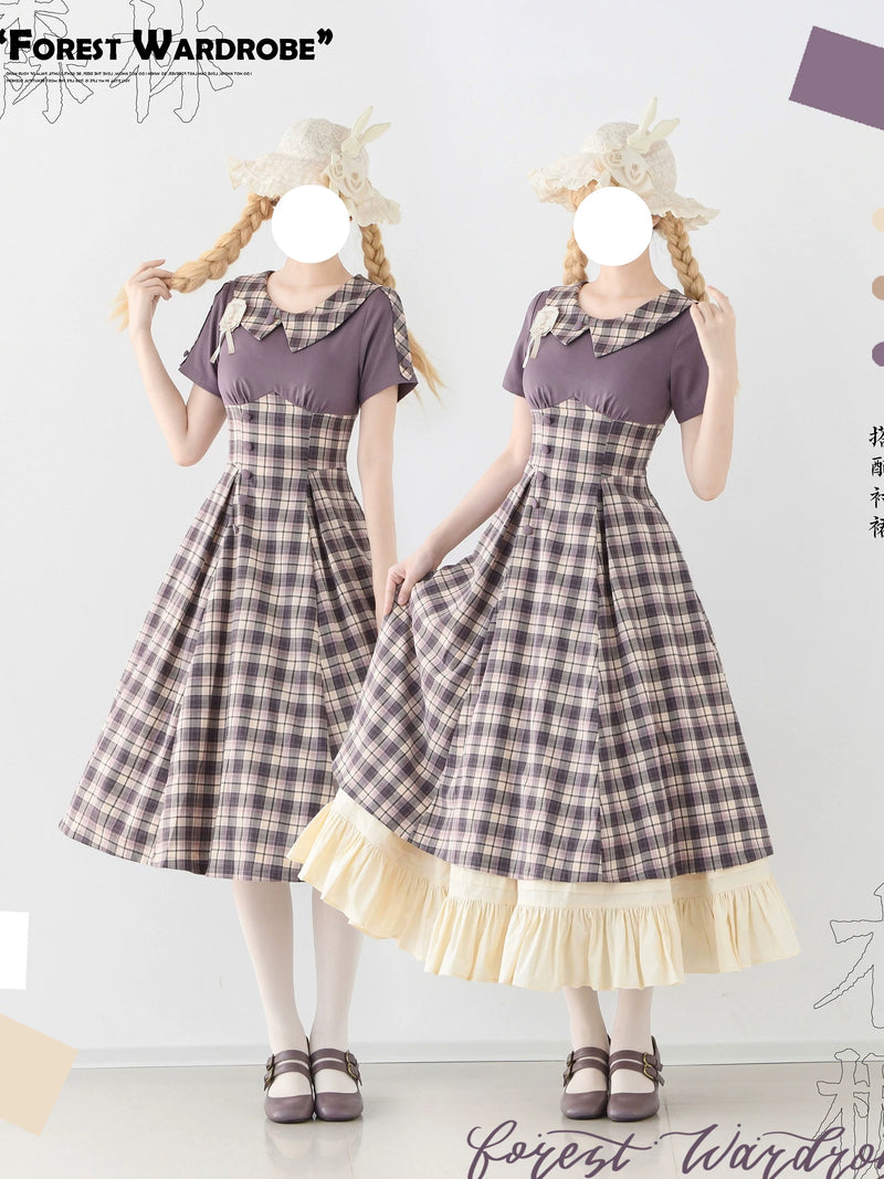 Forest Wardrobe - Clear Sky Forest - Vintage Plaid Panelled Dress - 3