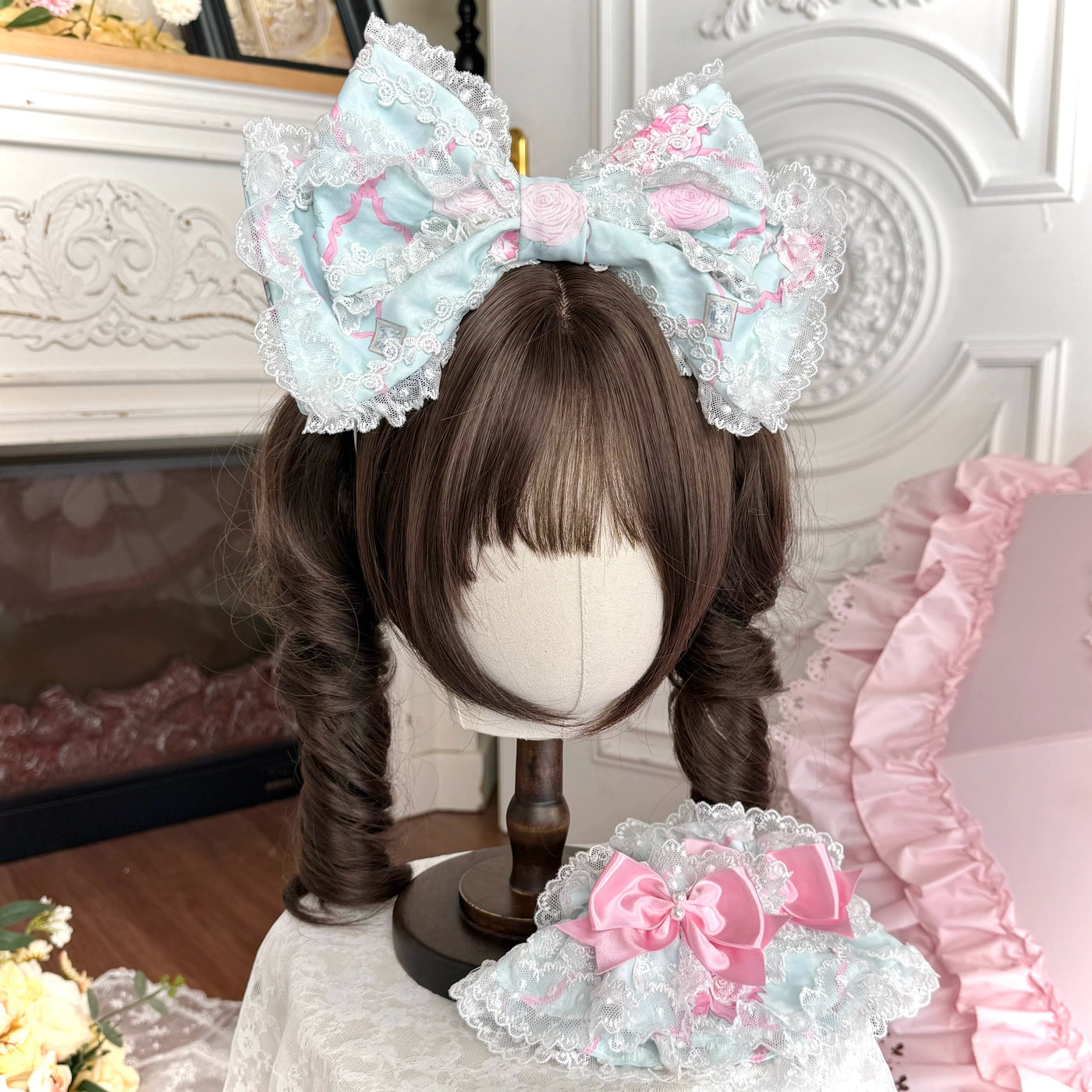 Summer 2026 - Old School Lolita Floral Printed JSK Dress with Ribbon Bows KC - Mint Green (one size / choose M) S
