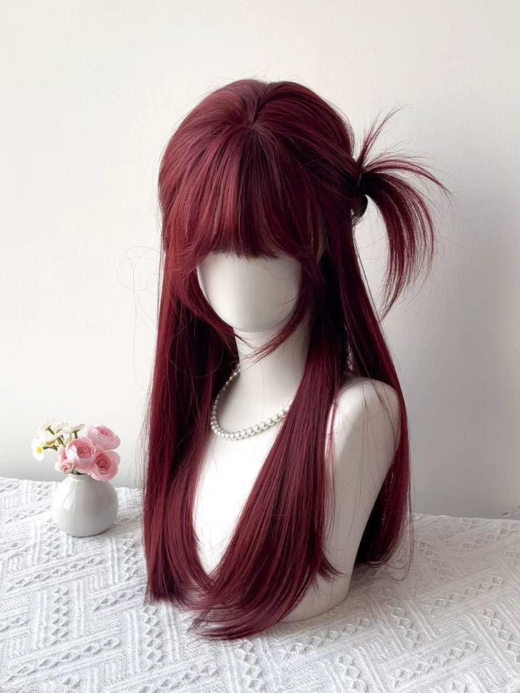 Kunkun Fish Cinnabar Mole raspberry red wig - view 6