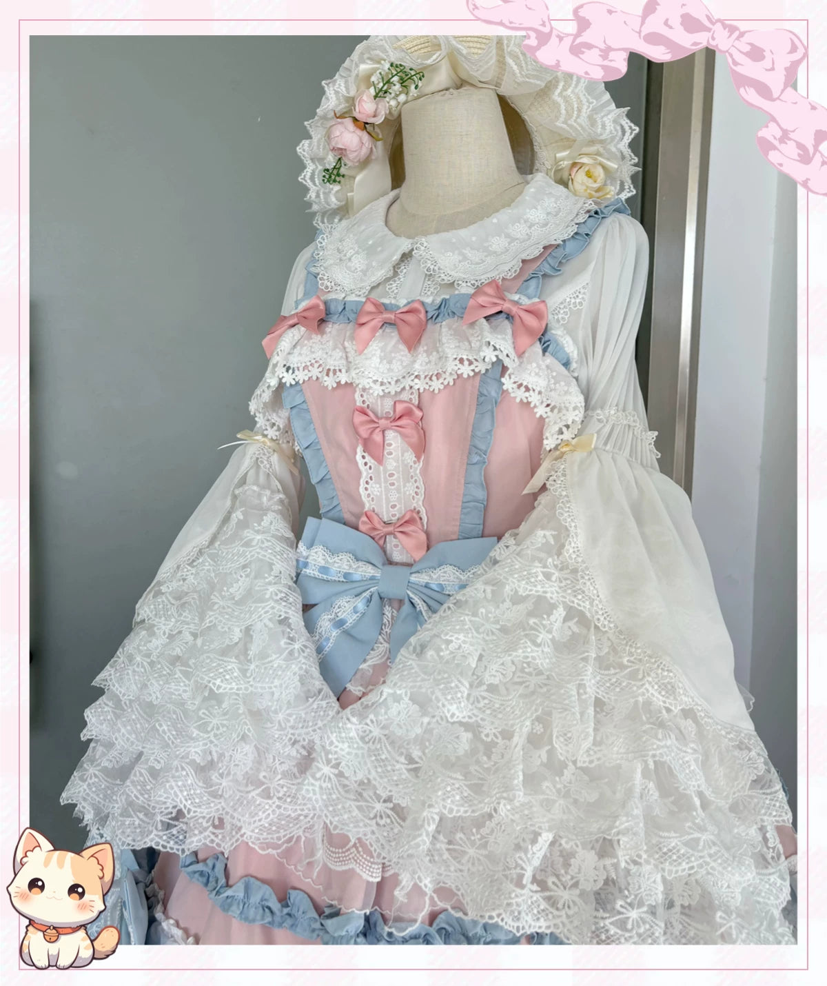 Thousand Wood - Doll Inspired Lace - Chiffon Inner Blouse with Layered Lace Sleeves