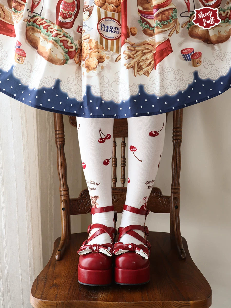 Sheep Puff Lolita shoes with platform soles and sheep puff design, featuring a cute and whimsical style for fashion enthusiasts.