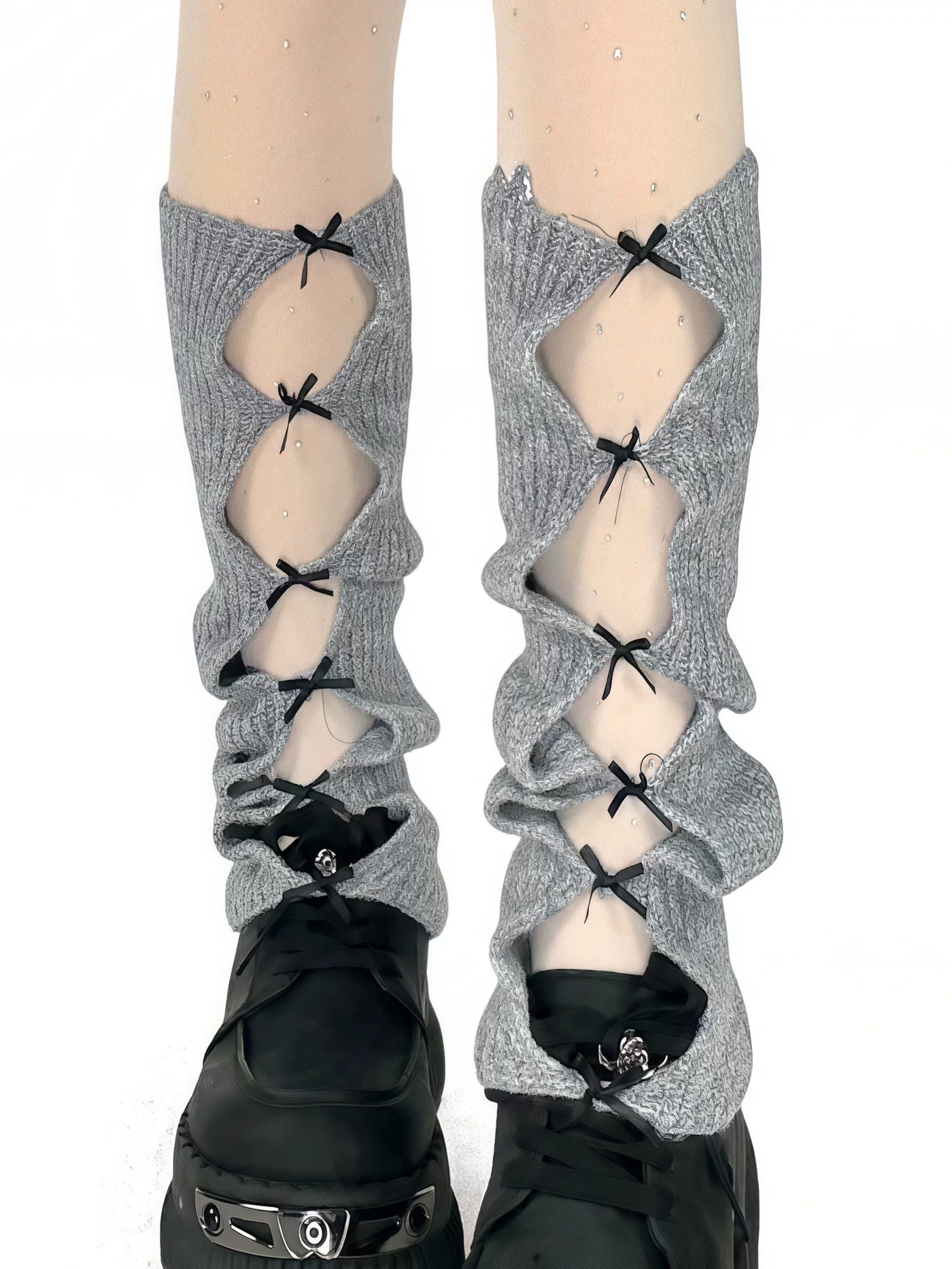 White Socks - School Ballet - Mid-Calf Slouch Socks with Ribbon Bows