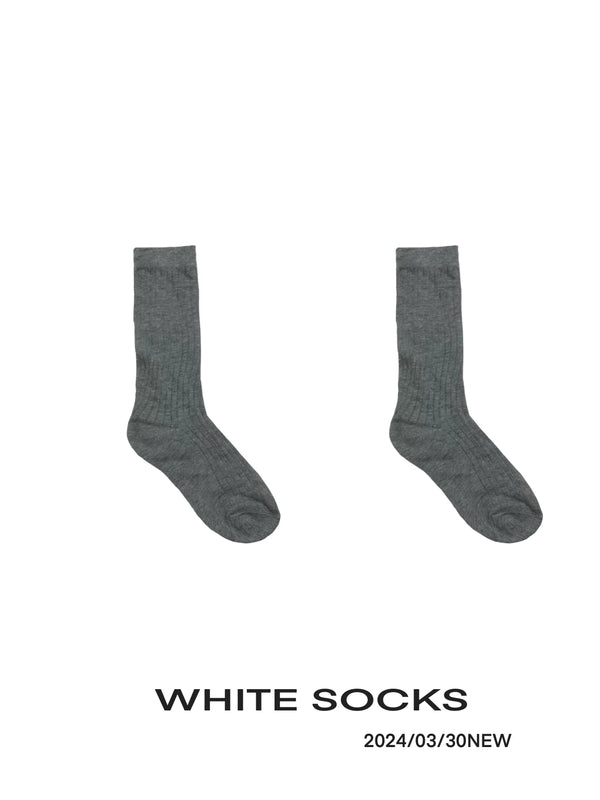 Dark gray mid-calf striped mesh slouch socks