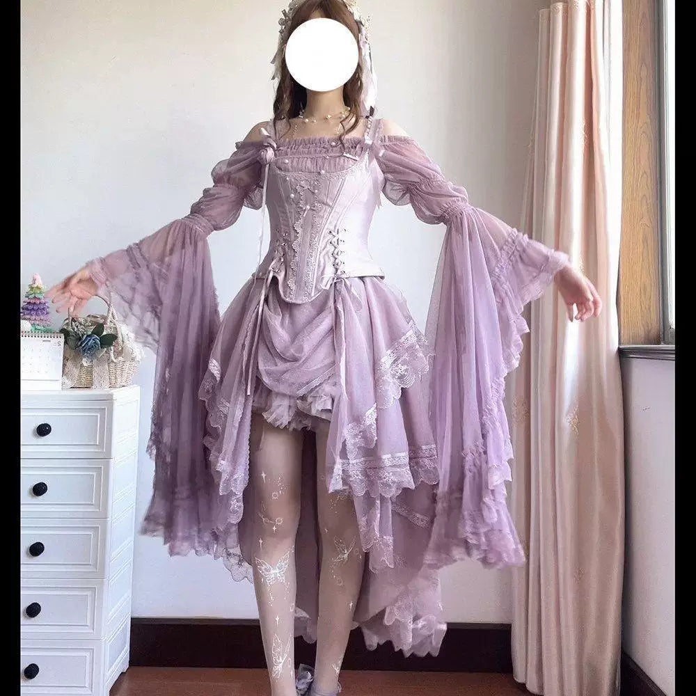 Sweetheart Dream Machine - Cloris - Long Princess-Sleeve Mesh Inner Top with Tiered Ruffles