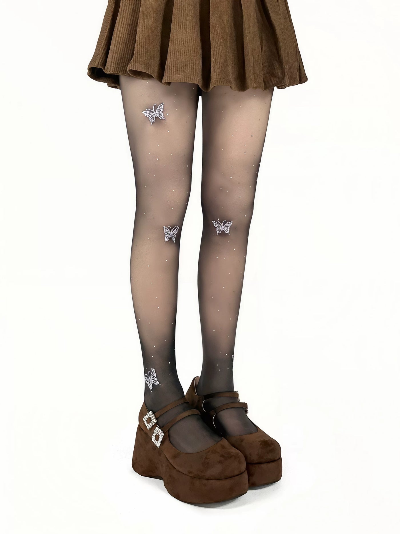 White Socks - Ballet Sparkle - Rhinestone Bow Tights