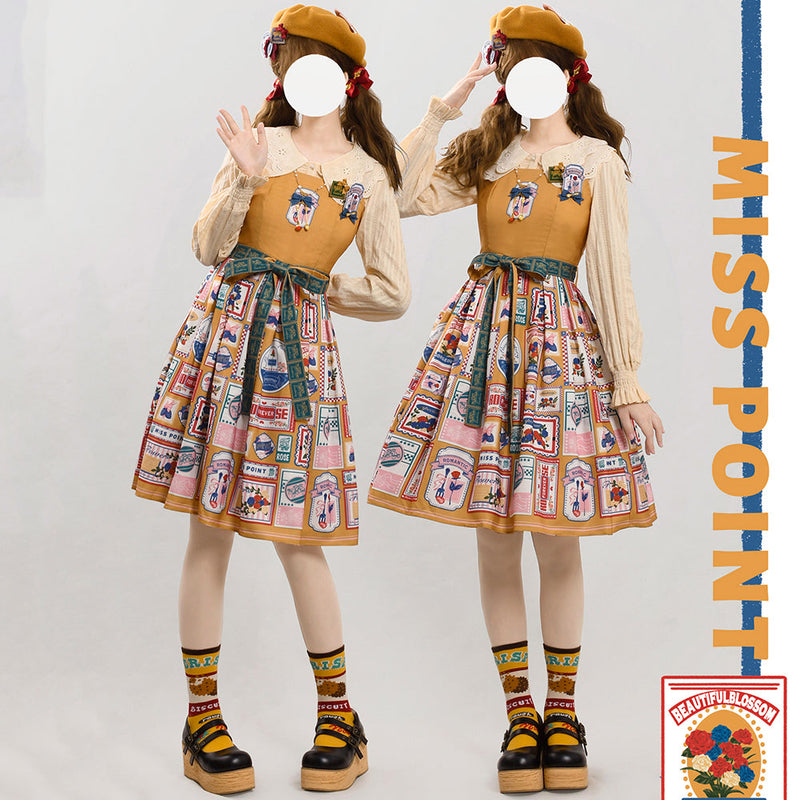 Miss Point - Strawberry Rose - Vintage American Casual Lolita Jumper Dress