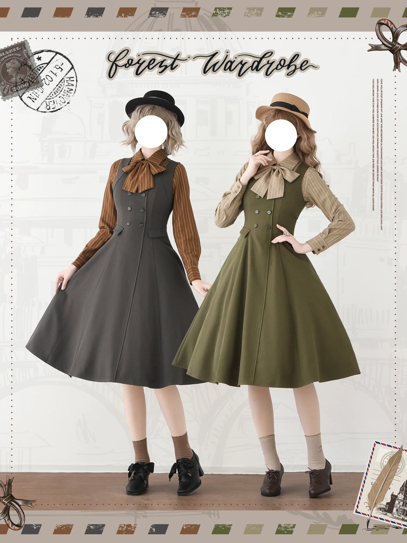 Forest Wardrobe - Foggy Forest - Elegant Lolita A-line JSK Dress, Side Pockets