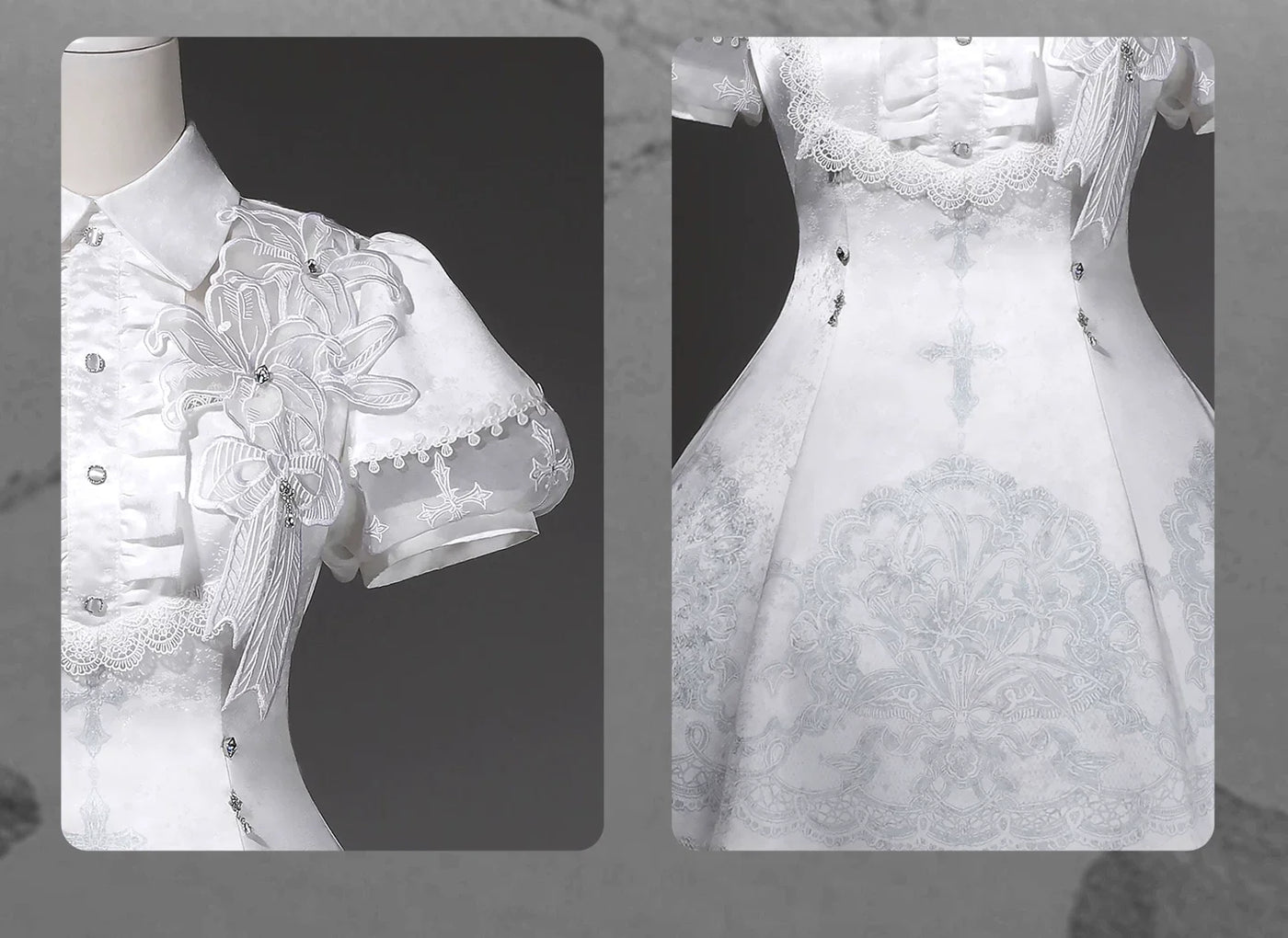 Letters from Unknown Star - White Classic Lolita Printed OP - Dress with Cross OP Dress
