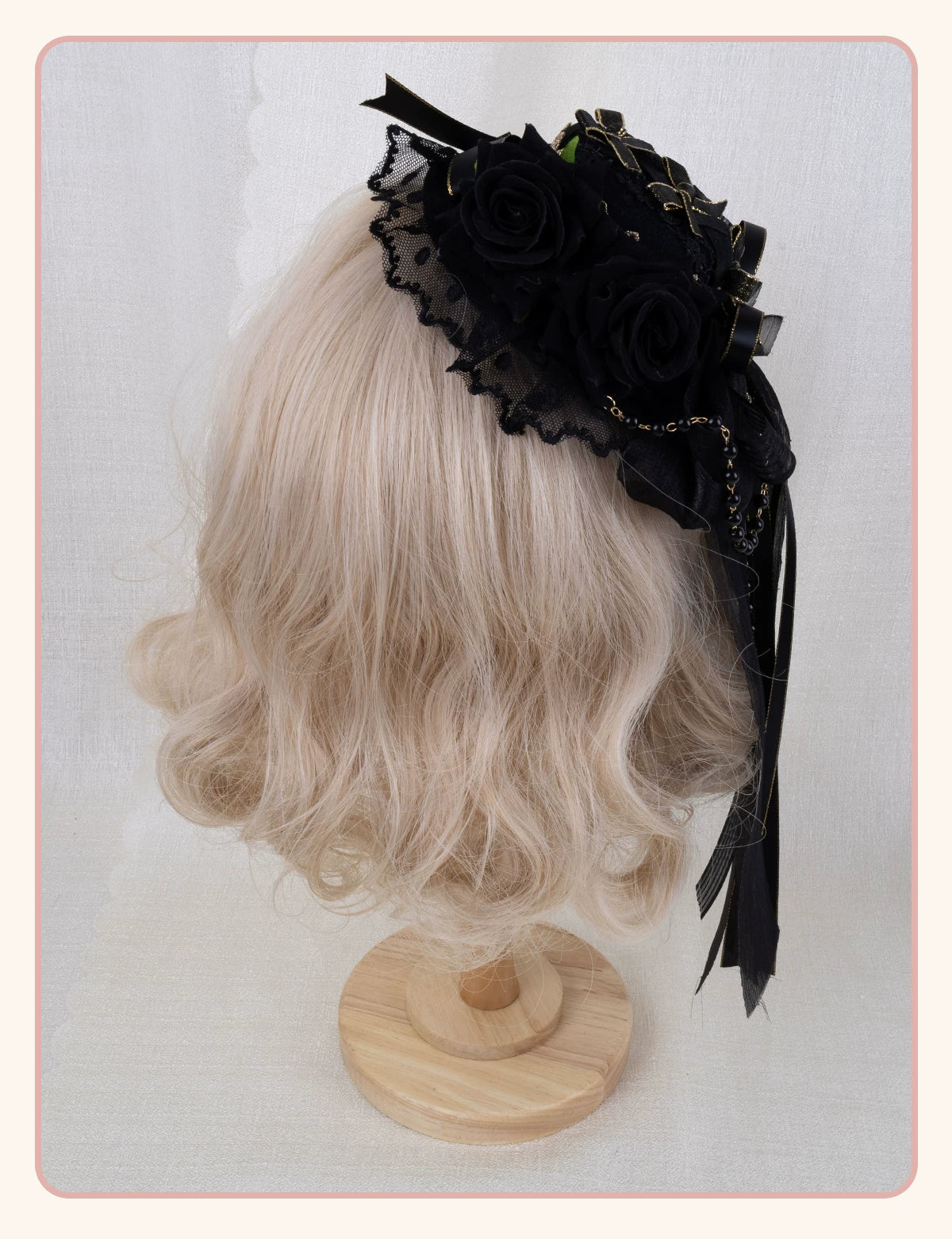 Stardust Rose - Dark Gothic - Black-and-Gold Mini Hat Hair Accessory with Layered Bows