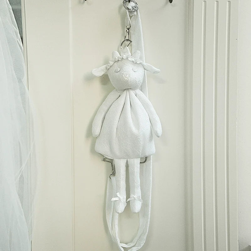 With PUJI - Puppet Box - Kawaii Lolita Bag Lamb Kitten Detachable Bag Dress Hat White Lamb Yuki Bag + Straps Only