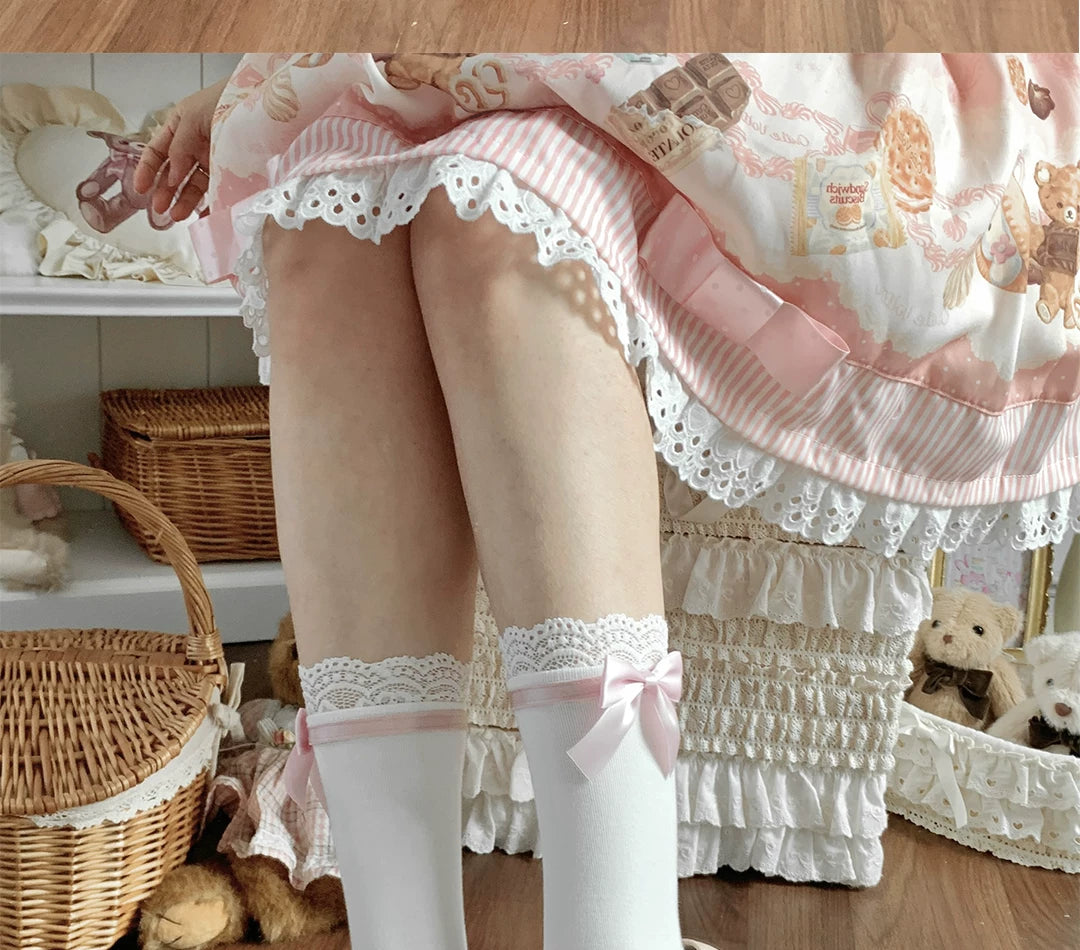 roji roji - Roji Doll - Lace-Trimmed Lolita Socks with Bows in Three Lengths