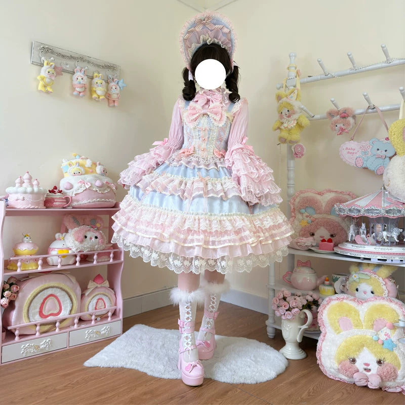 Lady Han Star Love Song Bridal JSK dress by Lolita Fetch featuring celestial star patterns on elegant, feminine fabric.