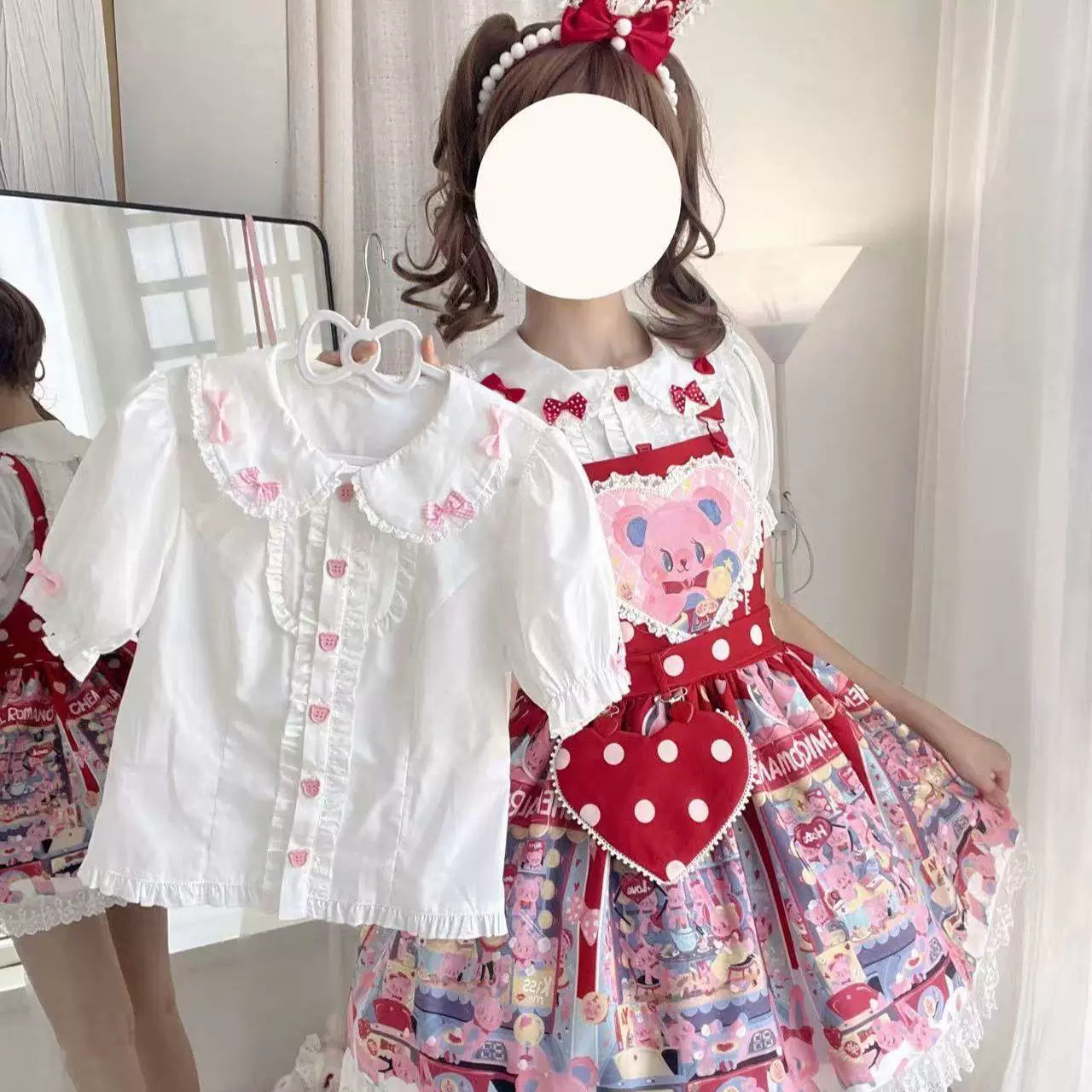 Sweetheart Dream Machine - Bunny-Ear - Short-sleeve inner shirt with a ruffled collar