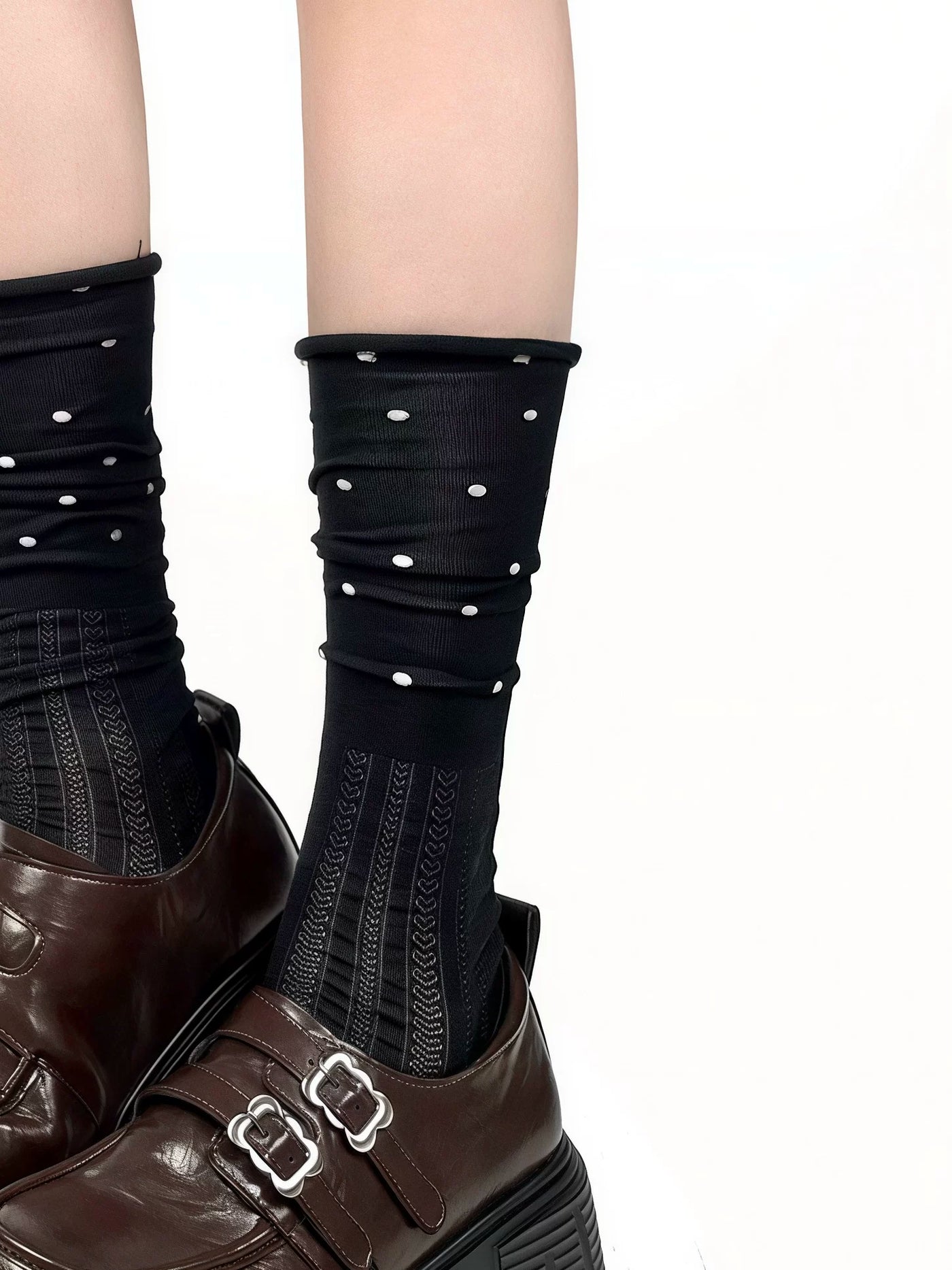 White Socks - Polka Dot - Mid-Calf Socks