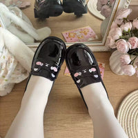 Kitten Toast - Rosy Cat Academy - Embroidered Loafers - Black - 4.5 cm Heel / 34