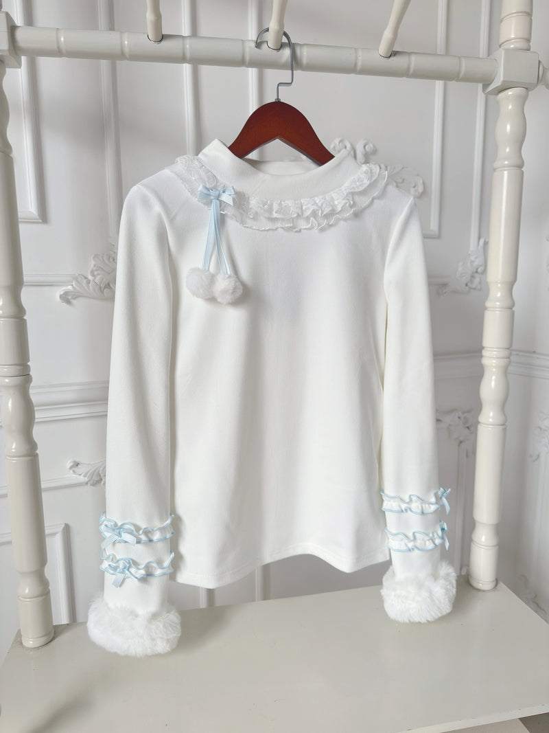 Cat Upon Cat Little Furball 280 Winter Layering Top — Blue & White